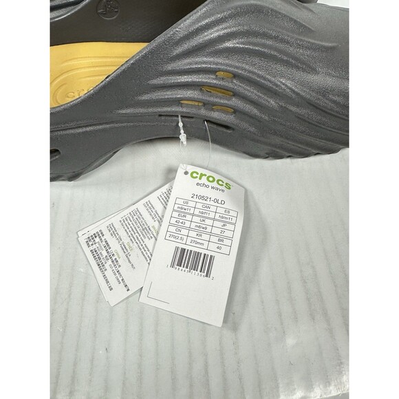 Size 9 Crocs Echo Wave Black Sand 210521-0LD Men Sandals Slippers Comfort NEW - Picture 8 of 8